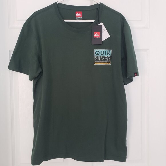 Quicksilver Men's Graphic Logo Short Sleeve T-Shirt Green Size Large NWT - Picture 1 of 8